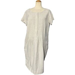 Lands End Linen Blend Knee Length Dress Beige Size 16W